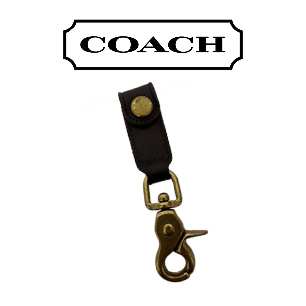 Vintage Coach Trigger Snap Keyfob - Mocha Brown Leather